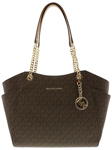 michael kors brown shoulder tote with strap|michael kors brown tote handbags.